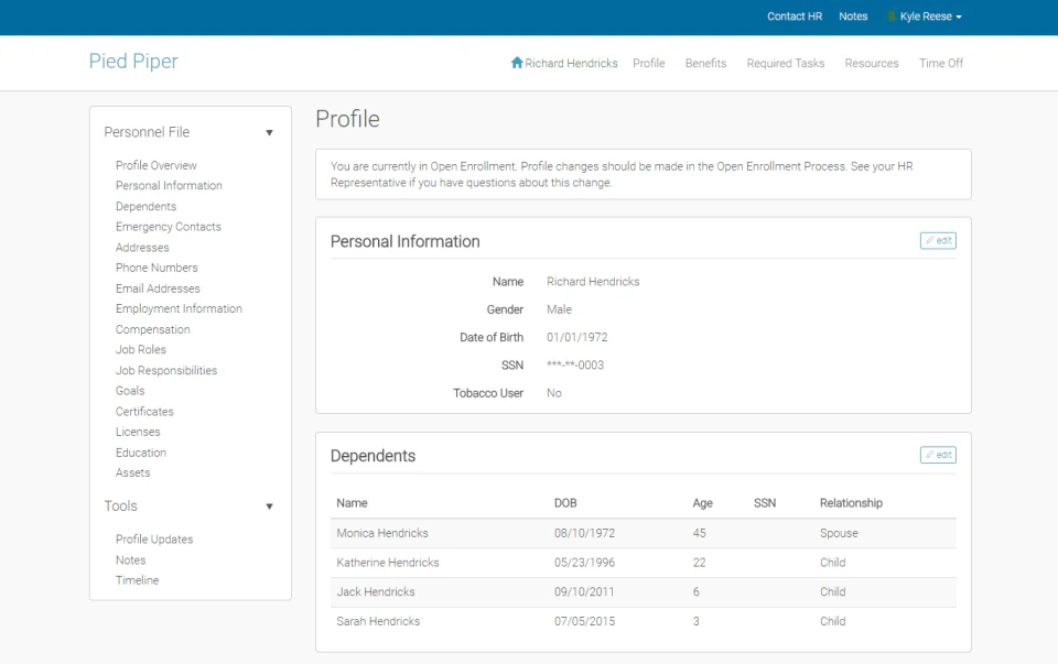 screenshot of Employee Navigator